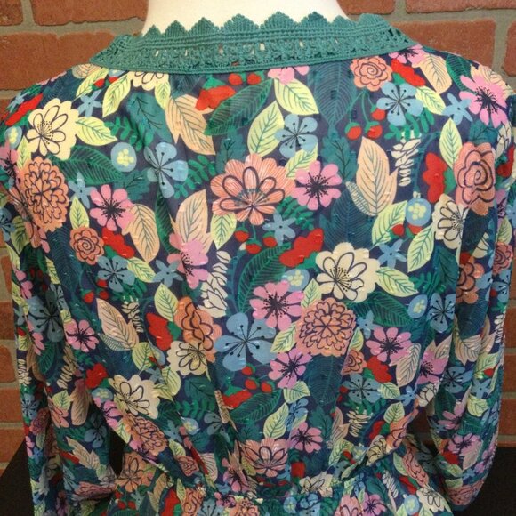 Matilda Jane Women's boho top size M floral sheer lace trim long sleeve - Picture 6 of 7
